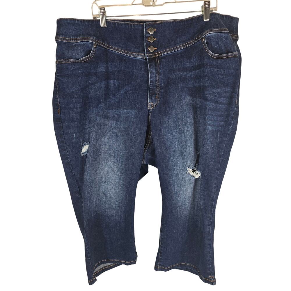 Lane Bryant Distressed High Rise Jegging Crop Flex Waistband Women's Jeans 26